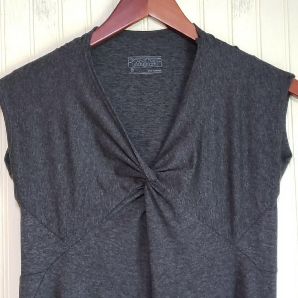 Patagonia Dress Womens Small Gray Worn Wear Short Sleeve V Neck Knee Length‎